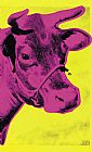 Cow Canvas Paintings - Cow Pink on Yellow